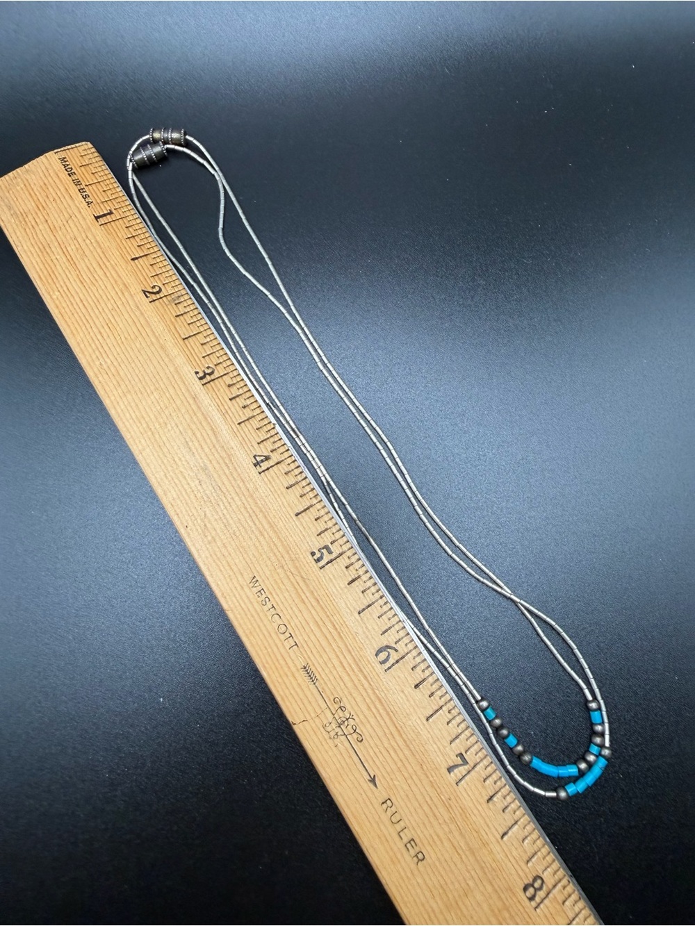 2 - 16” liquid Silver Necklace’s with Turquoise Accent Beads. 5g